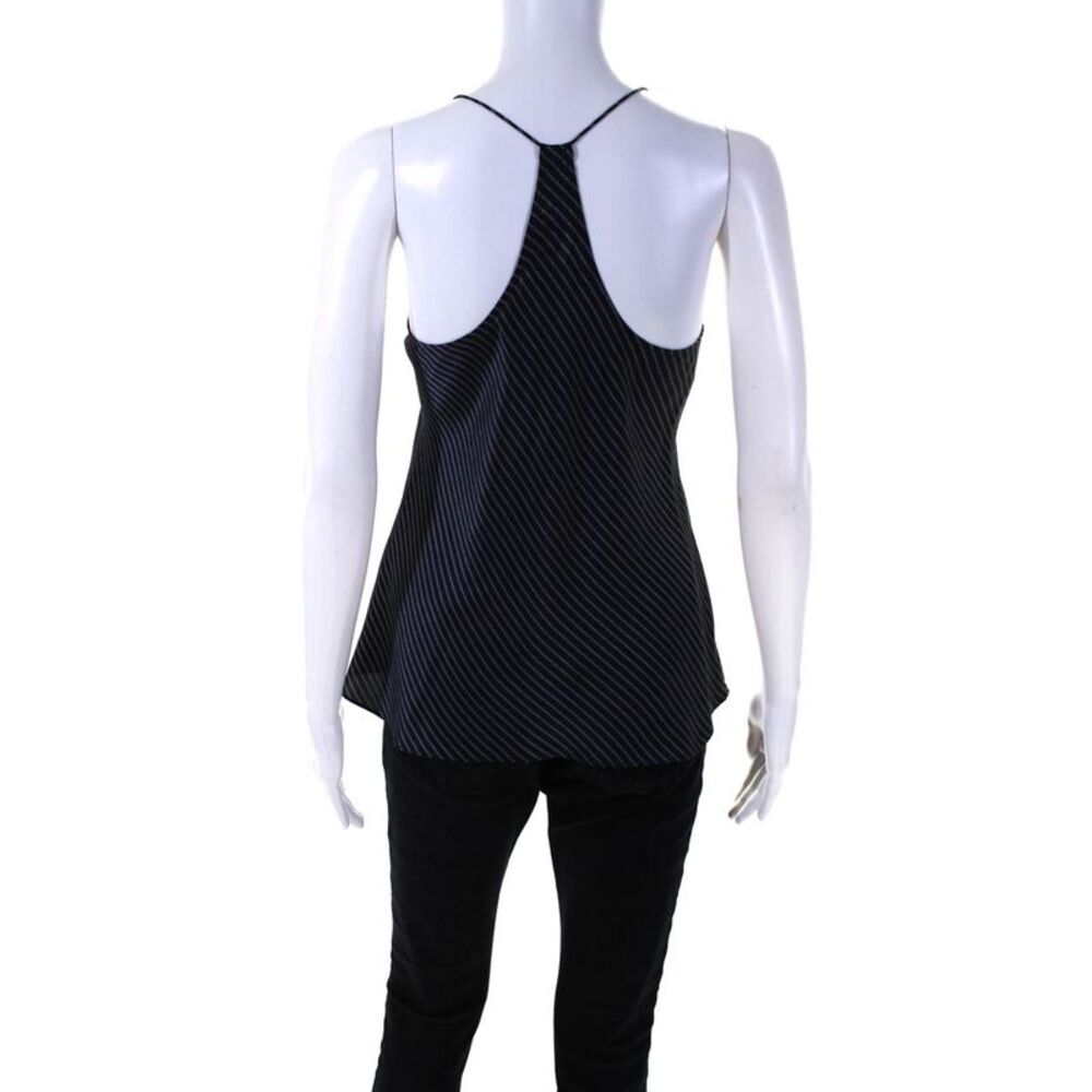 Theory Womens Navy Blue Silk Striped V-Neck Sleeveless Blouse Top Size P - Picture 3 of 6